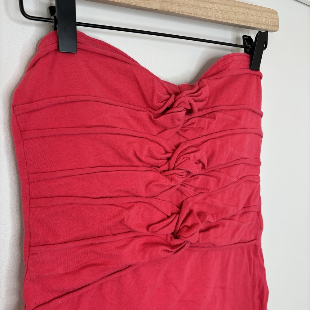 Free People Ruched Tube Top Medium Ruffle Red Strapless Festival Layered Look